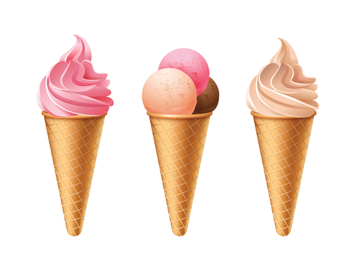 3 Kind Ice Cream Cones vector