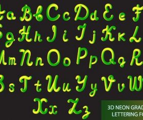 3d neon gradient lettering alphabet vector