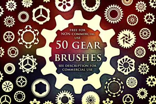 50 Kind Gear Photoshop Brushes