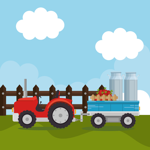 Agriculture with farm design vector material 01