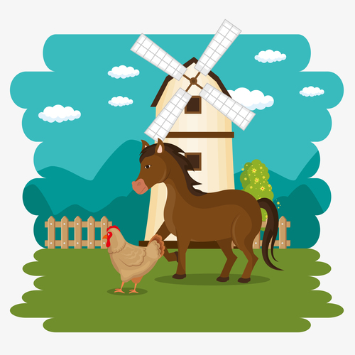 Agriculture with farm design vector material 02