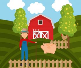 Agriculture with farm design vector material 03