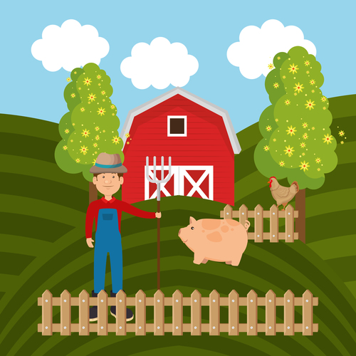 Agriculture with farm design vector material 03