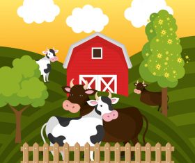 Agriculture with farm design vector material 04
