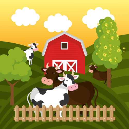 Agriculture with farm design vector material 04