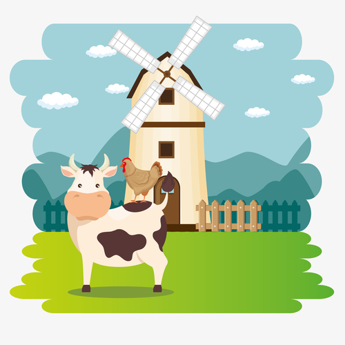 Agriculture with farm design vector material 07