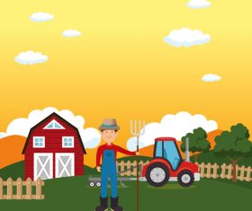 Agriculture with farm design vector material 08