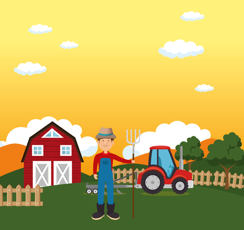 Agriculture with farm design vector material 08