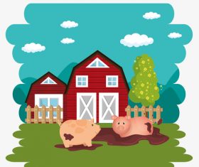 Agriculture with farm design vector material 09