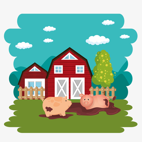 Agriculture with farm design vector material 09