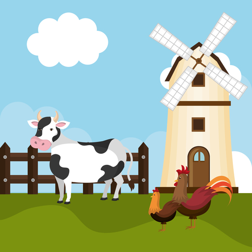 Agriculture with farm design vector material 15