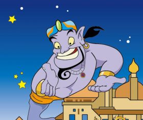 Aladdin Lamp God Cartoon Character vector
