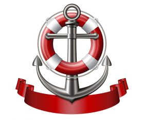 Anchor and red ribbon vector
