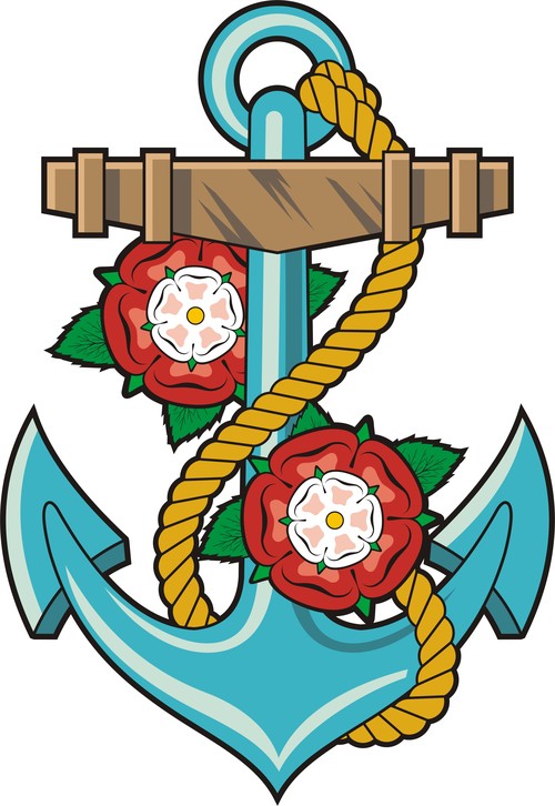 Anchor and roses design vector