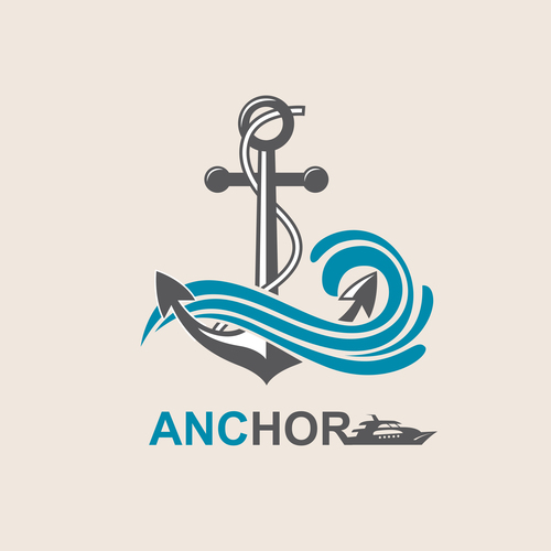 Anchor logo design vector 01