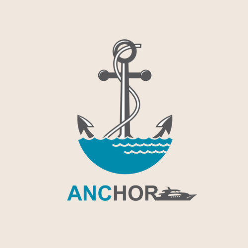 Anchor logo design vector 02