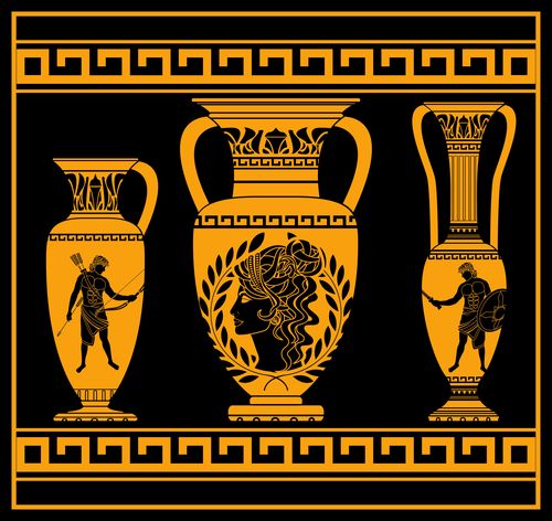Ancient greek bottle decor design vector