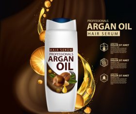Argan oil hair serum advertisement poster vector 01