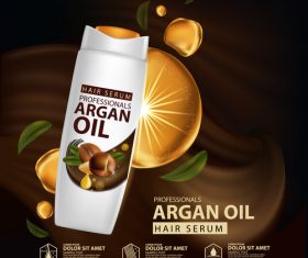 Argan oil hair serum advertisement poster vector 02
