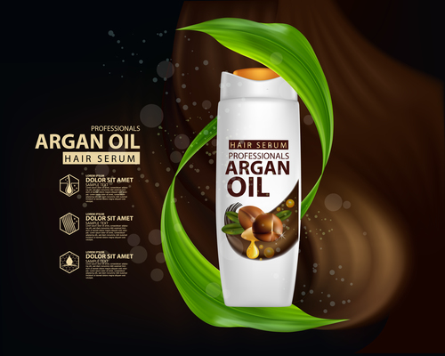 Argan oil hair serum advertisement poster vector 03