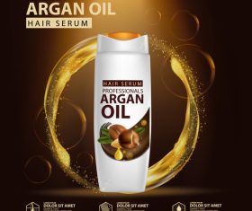 Argan oil hair serum advertisement poster vector 04