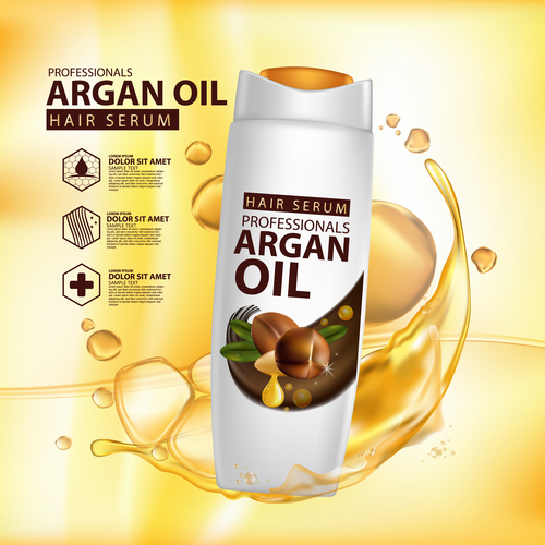 Argan oil hair serum advertisement poster vector 05