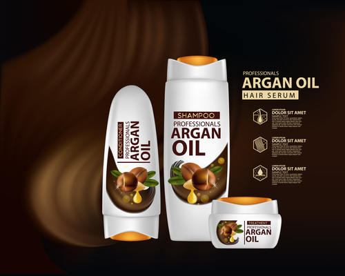 Argan oil hair serum advertisement poster vector 06