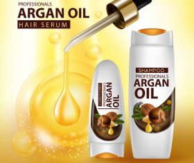 Argan oil hair serum advertisement poster vector 07