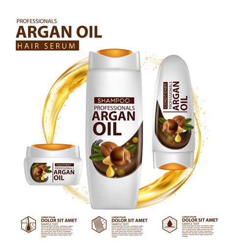 Argan oil hair serum advertisement poster vector 08