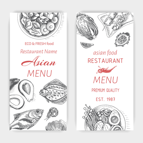 Asian menu card template vector 01