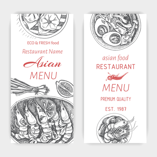 Asian menu card template vector 02