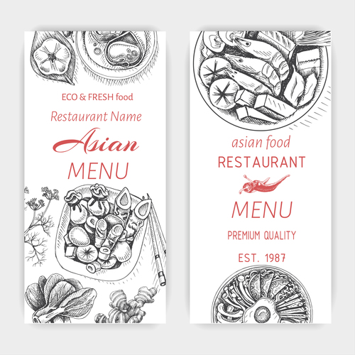 Asian menu card template vector 03