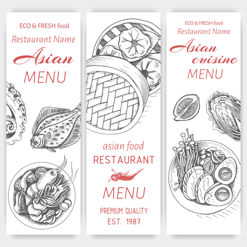 Asian menu card template vector 04