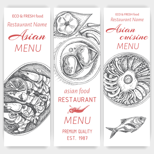 Asian menu card template vector 05