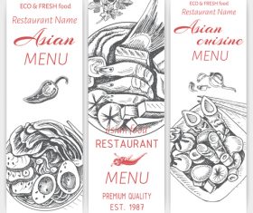 Asian menu card template vector 06