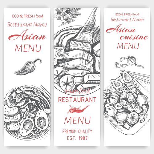 Asian menu card template vector 06