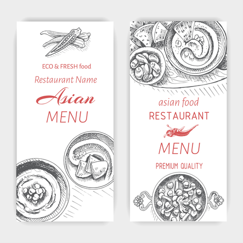 Asian menu card template vector 08
