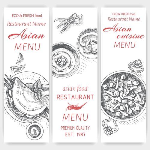 Asian menu card template vector 09