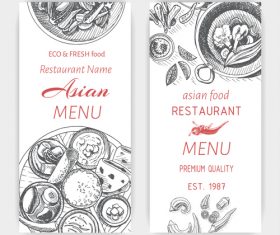 Asian menu card template vector 10
