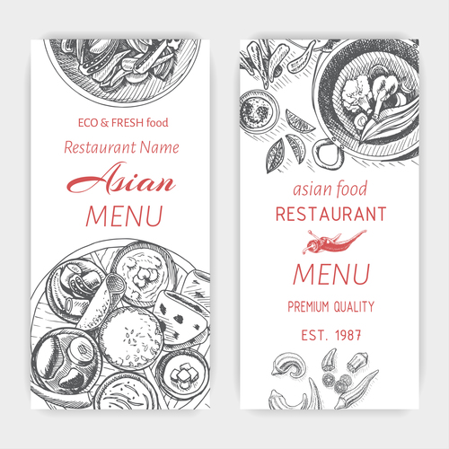 Asian menu card template vector 10