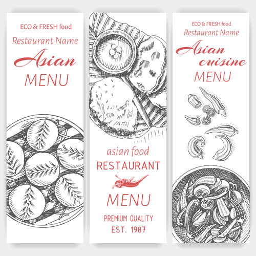 Asian menu card template vector 11