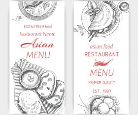 Asian menu card template vector 12