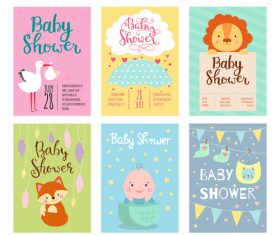 Baby shower card template vector set 03