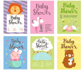 Baby shower card template vector set 04
