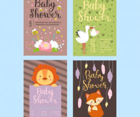Baby shower card template vector set 06