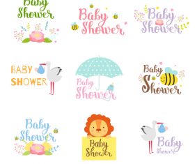 Baby shower card template vector set 07