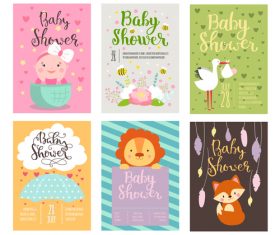 Baby shower card template vector set 08