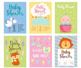 Baby shower card template vector set 09