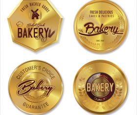 Bakery golden labels vector