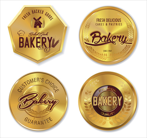 Bakery golden labels vector